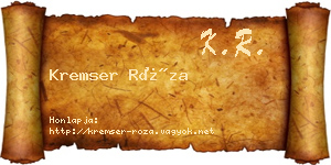 Kremser Róza névjegykártya